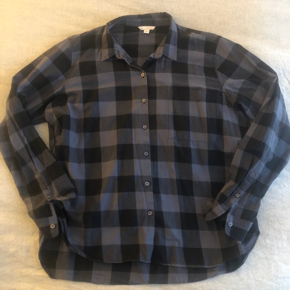 Gap Designed and Crafted Plaid Grey Flannel